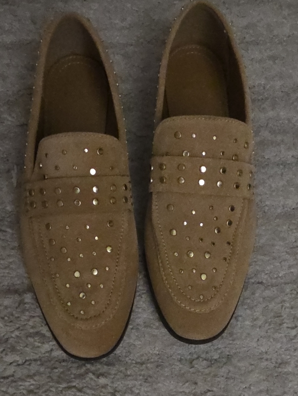 MANGO SZ 39Tan Suede Studded Loafers